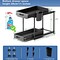 Double Sliding 2PC Under Sink Organizer, 2 Tier Bathroom Organizer with 2 Cup 8 Hooks, Multi-purpose Under Cabinet Storage Rack, Under Sink Organizers and Storage for Home Kitchen Organization
